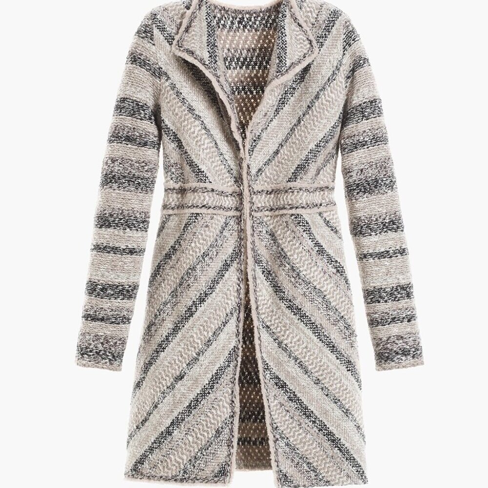 Chicos woven tweed striped jacket sz 0 Textured Elyse Cardigan